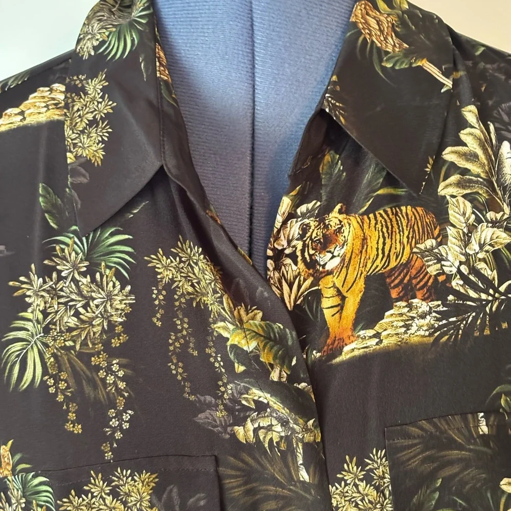 L’Agence black Safari Print Tie-Waist Women's  Maxi Dress - Picture 5 of 13